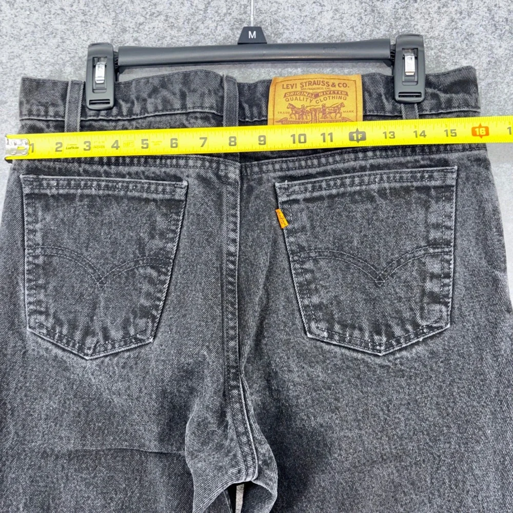 Vintage Levis 512 Orange Tab Jeans Mens 34x30 Made USA Slim Tapered Black Denim